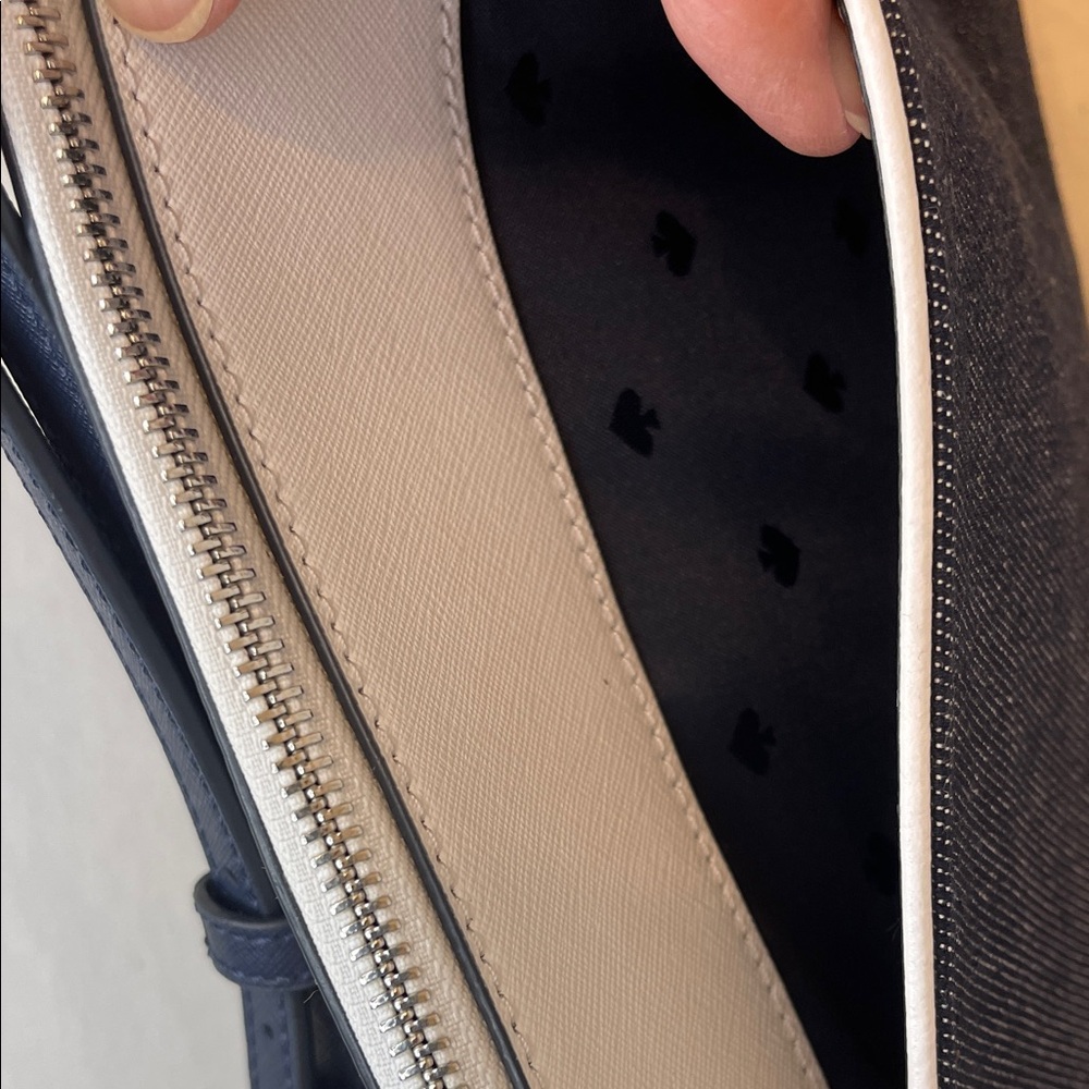 Kate Spade Denim Cameron Blue White Colorblock Top Zip Crossbody Retail $349 - Picture 7 of 12
